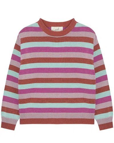 Peek Kids' Metallic Stripe Sweater In Pink