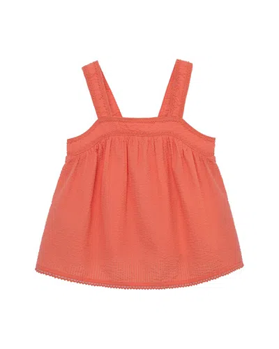 Peek Kids'  Sleeveless Palm Embroidered Trim Top In Pink