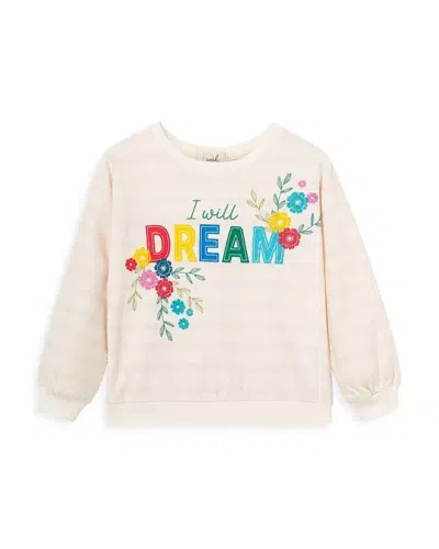Peek Kids' Sweatshirt Little Girl's White Stretch Embroidered Dream Pullover Jdm1049 In Neutral
