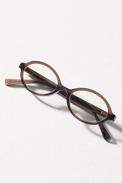 Peepers Small Oval Blue Light Glasses In Brown