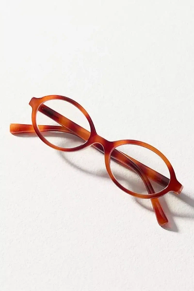 Peepers Small Oval Blue Light Glasses In Brown