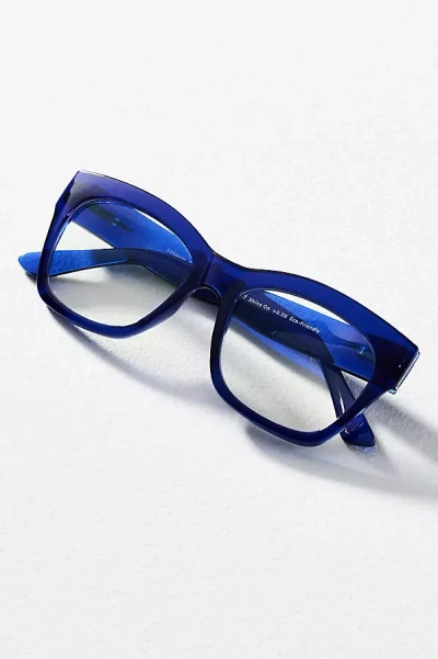 Peepers Translucent Square Crystal Shine Readers In Blue
