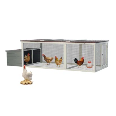 Peepets 20.93ft² Large Wooden Chicken Coop Outdoor Hen House With Nesting Box & Weatherproof Asphalt Roof, W In Gray