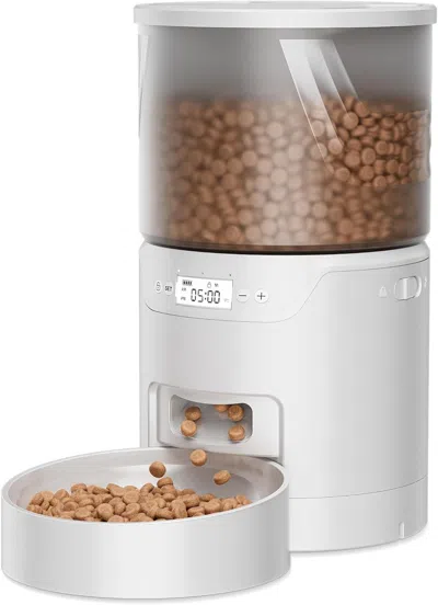 Peepets Automatic Cat Feeder: 3l Auto Food Dispenser With Timed Feeding 6 Meal Programmable& 1-20 Portion Pr In Animal Print