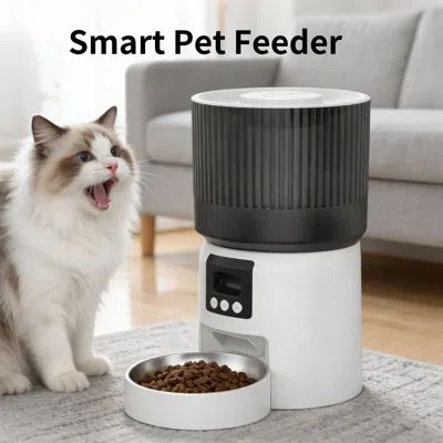 Peepets Automatic Cat Feeder, Programmable Pet Food Dispenser, Suitable For Dogs And Cats To Use In Black