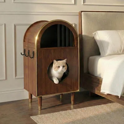 Peepets Cat Litter Box Enclosure, 2-in-1 Condo Cat Bed, Cat Shelter Furniture With Two-level Cozy Haven For  In Multi
