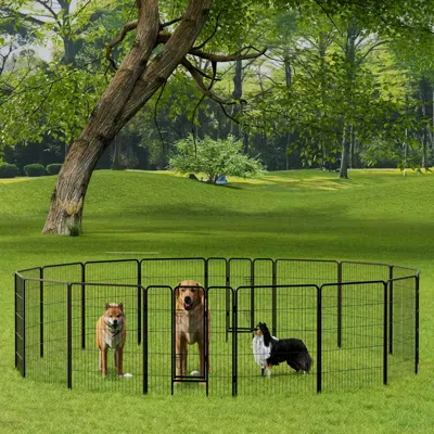 Peepets Dog Playpen, 40 Inch 16 Panels Puppy Playpen, Dog Exercise Pen For Large/medium/small Dogs, Foldable In Animal Print