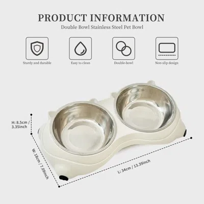 Peepets Elevated Cat Food Bowl, Spill Proof Pet Bowl, Double-layer Cat Food Bowl In White