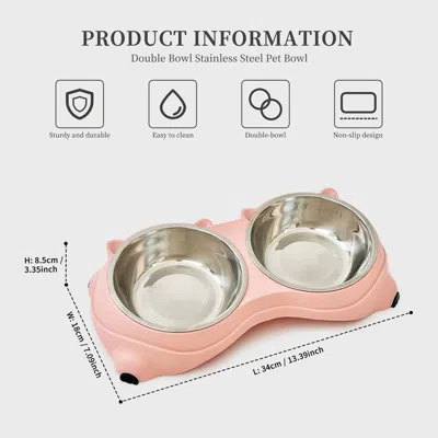 Peepets Elevated Cat Food Bowl, Spill Proof Pet Bowl, Double-layer Cat Food Bowl In Pink