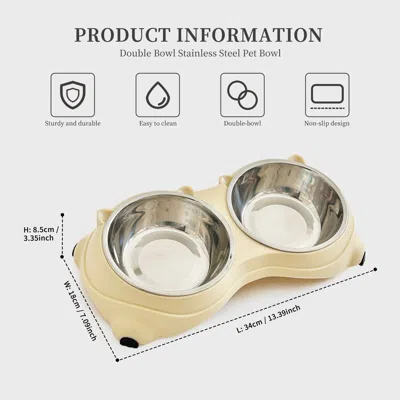 Peepets Elevated Cat Food Bowl, Spill Proof Pet Bowl, Double-layer Cat Food Bowl In Gold