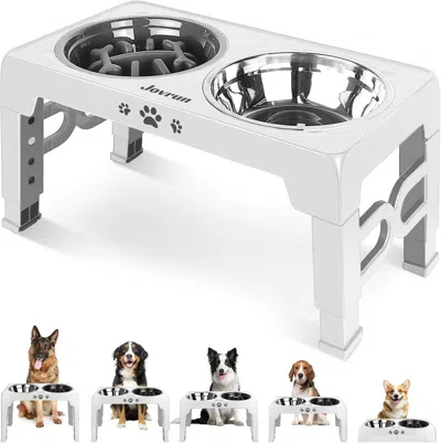 Peepets Elevated Dog Bowls For Medium Dogs And Cats With Mat, Non-slip Cat Bowls With 2 Thick 5.5" Stainless In Silver