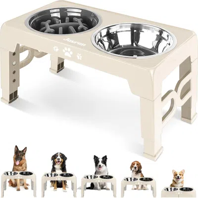 Peepets Elevated Dog Bowls For Small Dogs And Cats With Mat, Non-slip Cat Bowls With 2 Thick 5.5" Stainless  In Sand