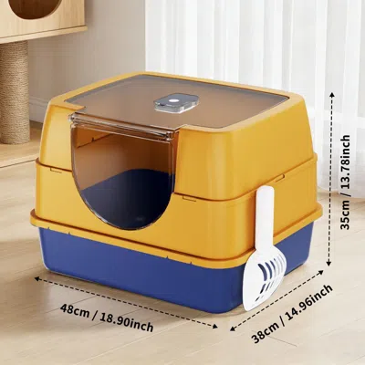Peepets Galaxy Fully Enclosed Cat Litter Box, Hooded Cat Litter Box, Non Stick And Never Smelly, Durable, Su In Yellow