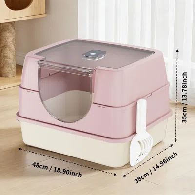 Peepets Galaxy Fully Enclosed Cat Litter Box, Hooded Cat Litter Box, Non Stick And Never Smelly, Durable, Su In Pink