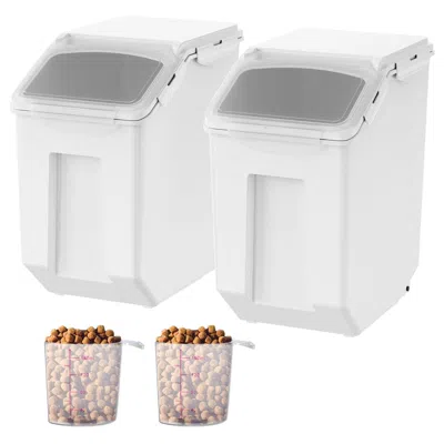 Peepets Ingredient Storage Bin, 2 X 15l Dispenser Bin With 2 Measuring Cups, Attachable Casters And Airtight In Purple