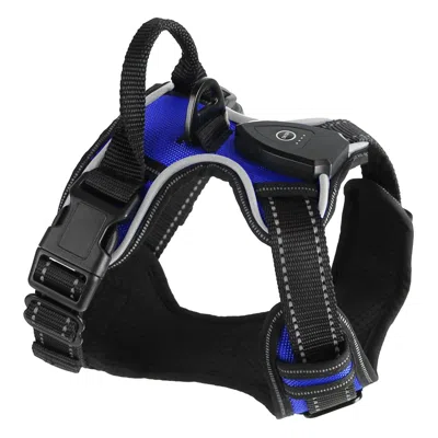 Peepets Light Up Dog Harness Rechargeable Led Dog Harness No Pull Lighted Dog Vest With Handle For Large Dog In Black