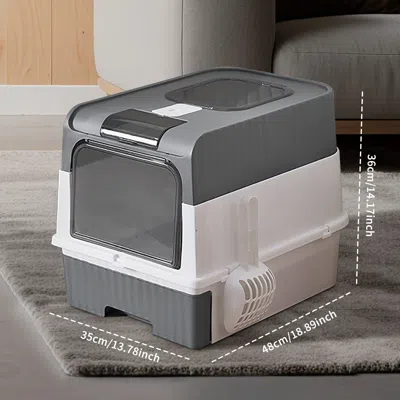Peepets Pet Litter Box Fully Enclosed Spillproof Deodorant Cat Toilet Two-way Shovel Large Capacity Cat Toil In Multi