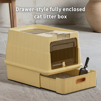 Peepets Pet Litter Box Fully Enclosed Spillproof Deodorant Cat Toilet Two-way Shovel Large Capacity Cat Toil In Multi
