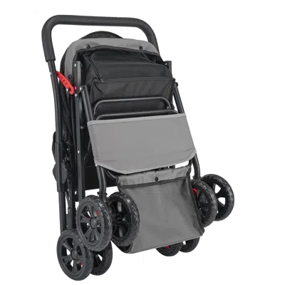Peepets Pet Stroller, 44 Lbs Weight Capacity, Foldable Dog Stroller Cart, 4 Wheels Cats Stroller With Mesh W In Black