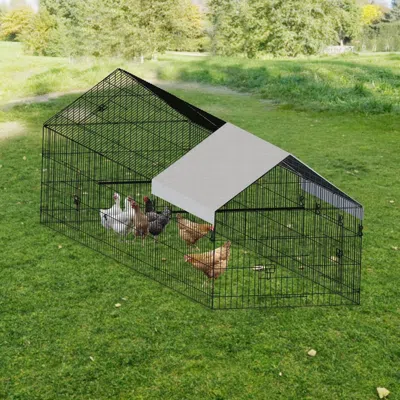 Peepets Poultry Farming Outdoor Metal Chicken Coop In Black