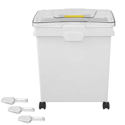 Peepets Rice Storage Container, 10.5gallon/40l X3 Capacity Large Dog Food Dispenser Bin, Kitchen Ingredient  In White