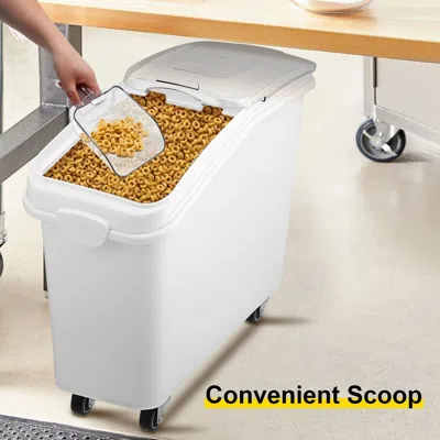 Peepets Rice Storage Container, 27gallon/100l Capacity Large Dog Food Dispenser Bin, Kitchen Ingredient Grai In White