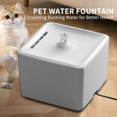 Peepets Square Wired Automatic Water Dispenser, Indoor Pet Cat And Dog Water Bowl Water Dispenser With Silen In Gray