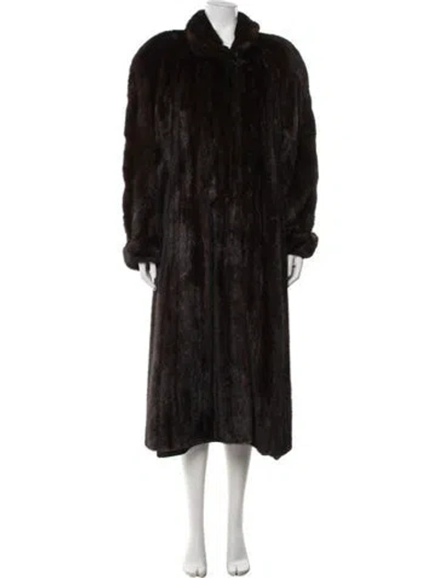 Pre-owned Peerless Vintage Mink Faux Fur Coat In Black