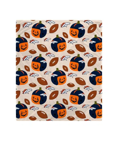 Pegasus Home Fashions Denver Broncos 60" X 70" Pumpkin Helmet Corral Fleece Blanket In Multi