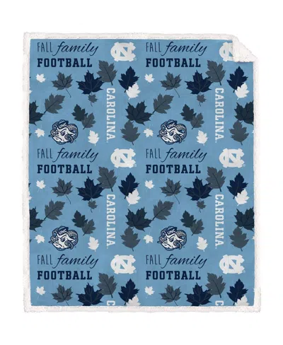 Pegasus Home Fashions North Carolina Tar Heels 60" X 70" Fall, Family Football Flannel Fleece Sherpa Blanket In Transparent
