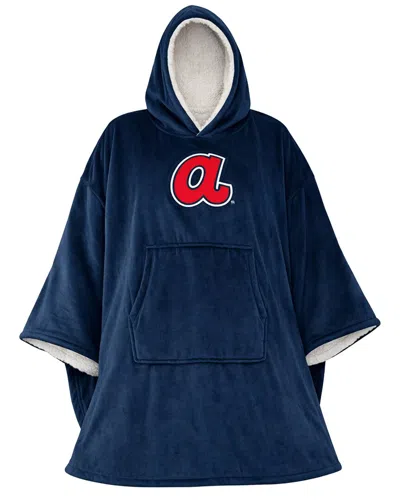 Pegasus Sports Atlanta Braves Mlb Logo Hooded Fleece Blanket Poncho In Blue