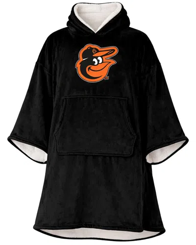 Pegasus Sports Baltimore Orioles Mlb Logo Hooded Fleece Blanket Poncho In Black