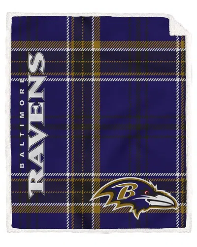 Pegasus Sports Baltimore Ravens Nfl Team Classic Plaid Sherpa Throw In Blue