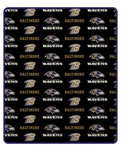 Pegasus Sports Baltimore Ravens Nfl Team Logo Print Soft Blanket In Black