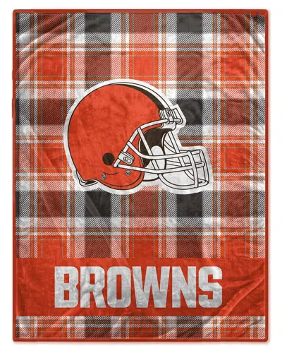 Pegasus Sports Cleveland Browns Nfl Team Helmet Oversized Plaid Blanket In Orange