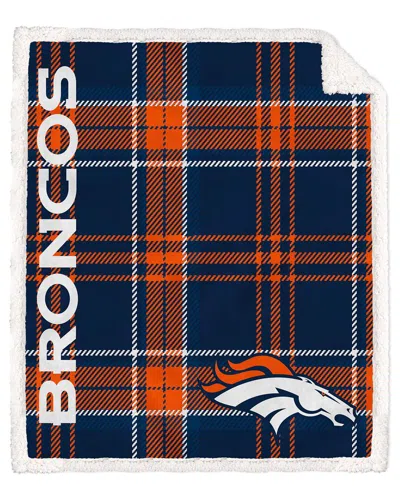 Pegasus Sports Denver Broncos Nfl Team Classic Plaid Sherpa Throw In Blue