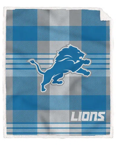 Pegasus Sports Detroit Lions Nfl Team Classic Plaid Sherpa Blanket In Blue
