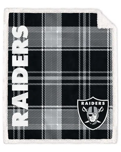 Pegasus Sports Las Vegas Raiders Nfl Team Classic Plaid Sherpa Throw In Black
