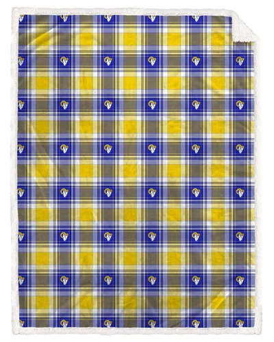 Pegasus Sports Los Angeles Rams Nfl Team Plaid Sherpa Oversized Blanket In Multi