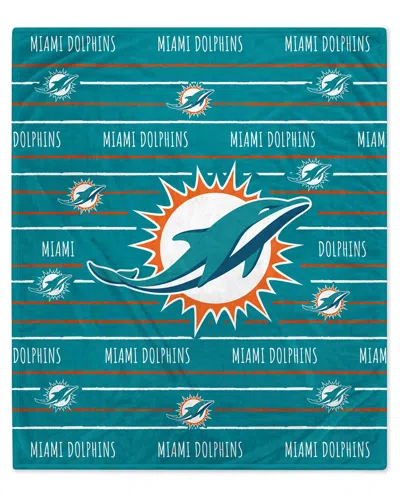 Pegasus Sports Miami Dolphins Nfl Team Center Stripe Logo Fleece Throw In Green