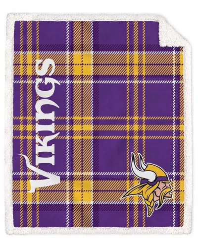 Pegasus Sports Minnesota Vikings Nfl Team Classic Plaid Sherpa Throw In Animal Print