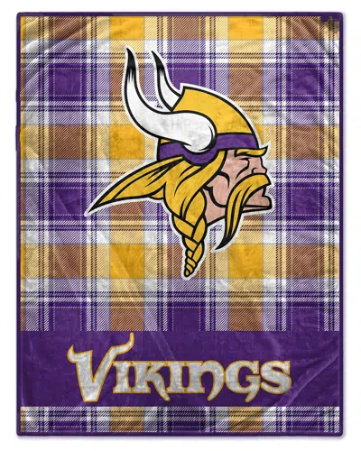 Pegasus Sports Minnesota Vikings Nfl Team Helmet Oversized Plaid Blanket In Purple