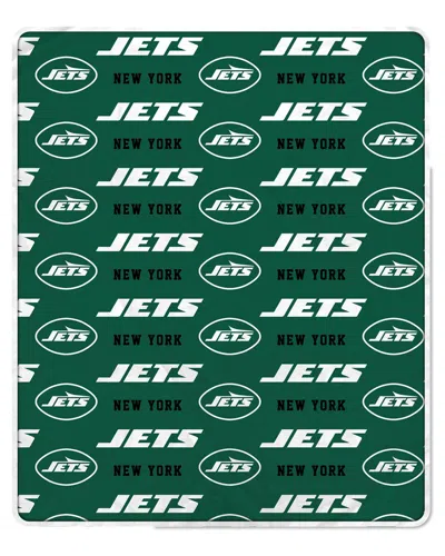 Pegasus Sports New York Jets Nfl Team Repeating Logo Fleece Throw In Green