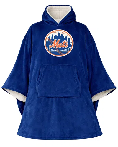 Pegasus Sports New York Mets Mlb Logo Hooded Fleece Blanket Poncho In Blue