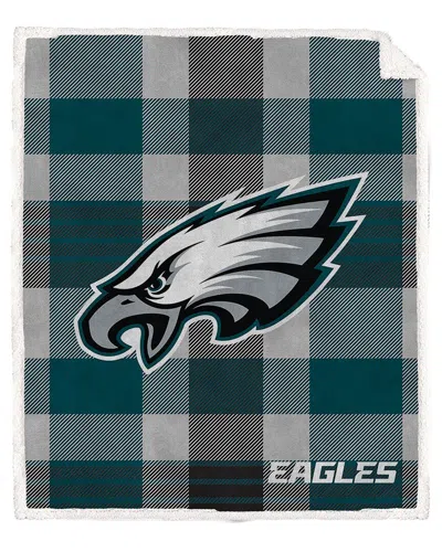 Pegasus Sports Philadelphia Eagles Nfl Team Classic Plaid Sherpa Blanket In Green