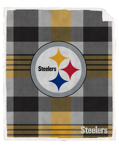 Pegasus Sports Pittsburgh Steelers Nfl Team Classic Plaid Sherpa Blanket In Multi