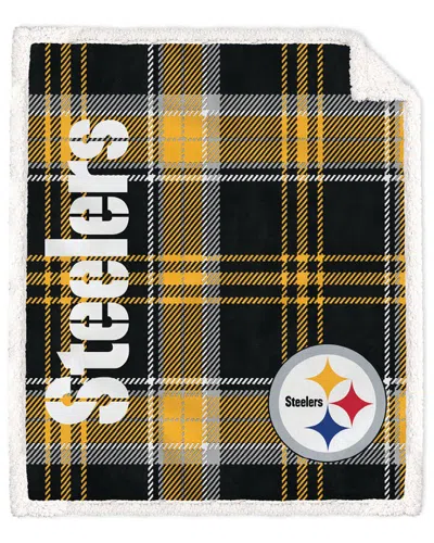 Pegasus Sports Pittsburgh Steelers Nfl Team Classic Plaid Sherpa Throw In Yellow