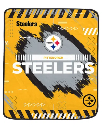 Pegasus Sports Pittsburgh Steelers Nfl Team Modern Graphic Fleece Blanket In Yellow
