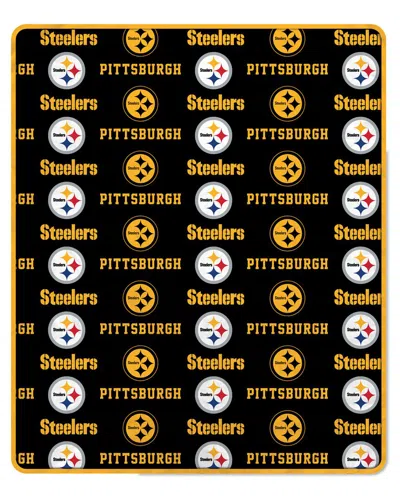Pegasus Sports Pittsburgh Steelers Nfl Team Repeating Logo Fleece Throw In Black