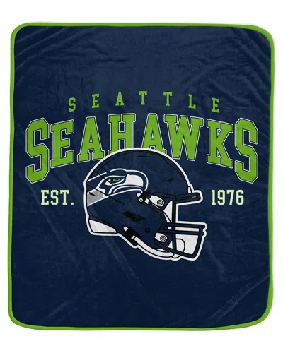 Pegasus Sports Seattle Seahawks Nfl Team Vintage Helmet Fleece Throw In Blue
